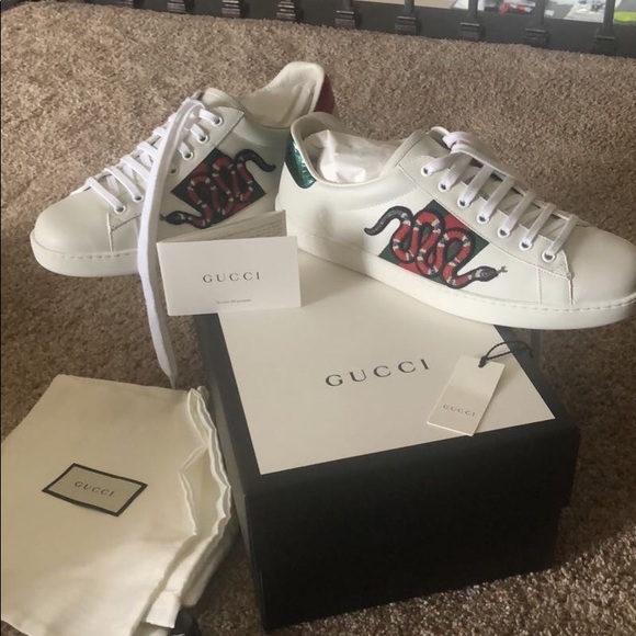 Gucci Ace Snake Embroidered Sneakers - Picture 1 of 10